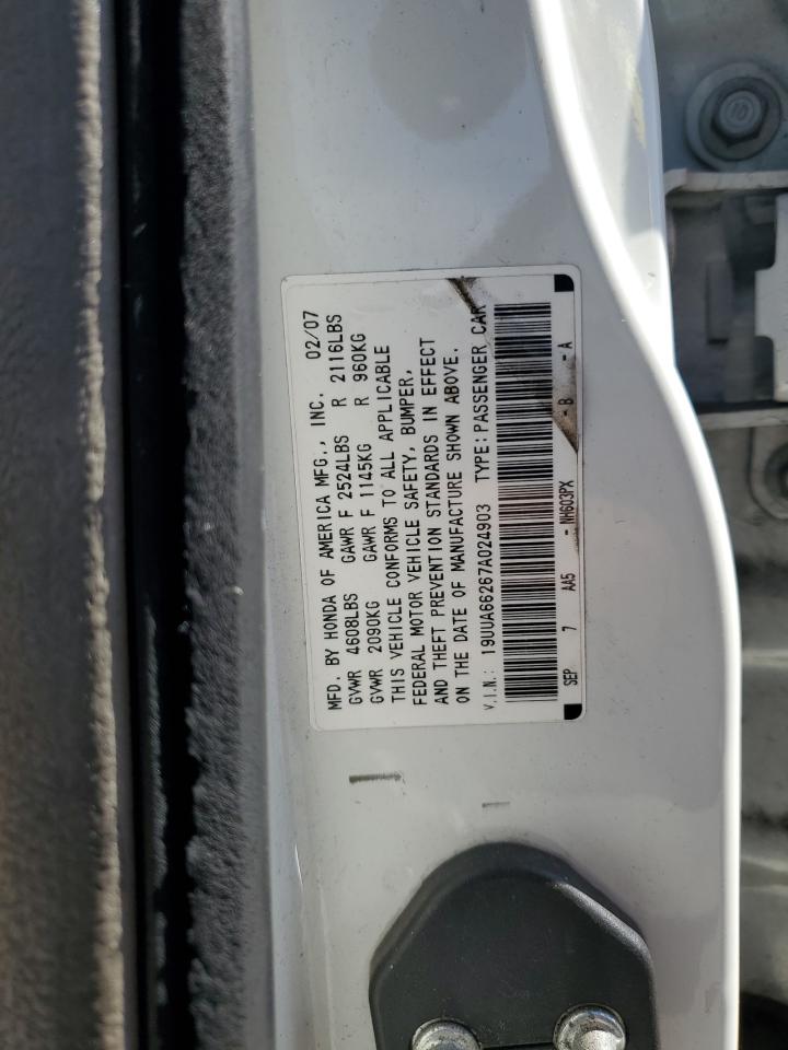 2007 Acura Tl VIN: 19UUA66267A024903 Lot: 68149255