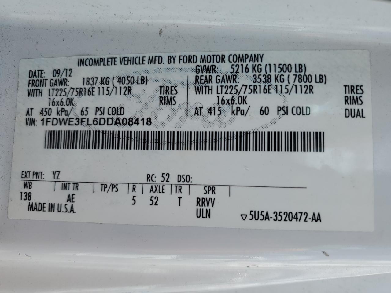 2013 Ford Econoline - Trucks Delivery Truck VIN: 1FDWE3FL6DDA08418 Lot: 68149715