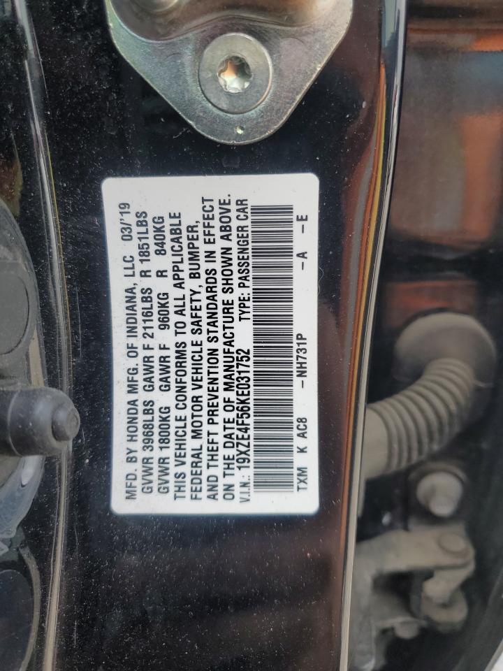 2019 Honda Insight Ex VIN: 19XZE4F56KE031752 Lot: 68427325