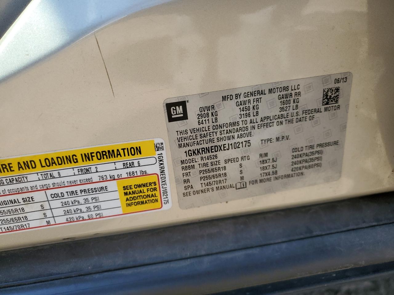 2014 GMC Acadia Sle VIN: 1GKKRNEDXEJ102175 Lot: 67914795