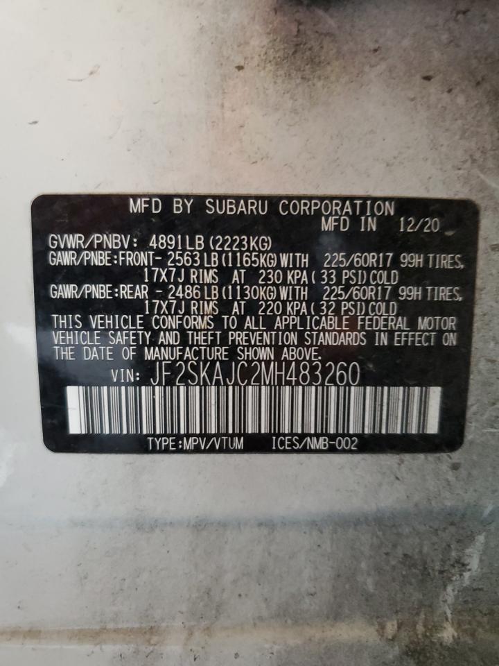 2021 Subaru Forester Premium VIN: JF2SKAJC2MH483260 Lot: 69944955