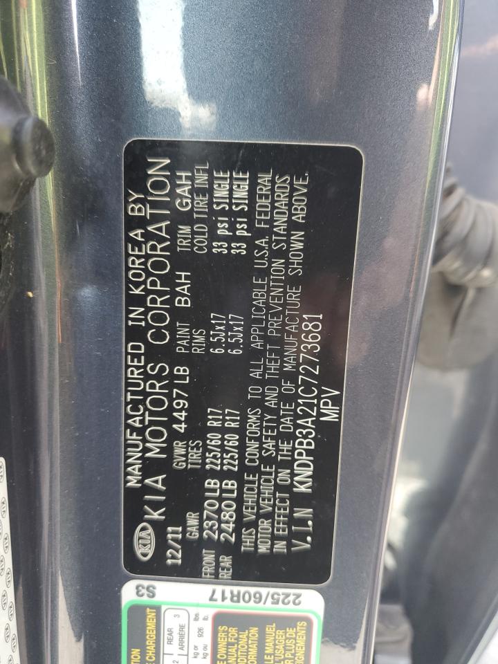 2012 Kia Sportage Base VIN: KNDPB3A21C7273681 Lot: 68317315