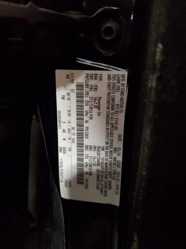 2016 Ford Focus Se VIN: 1FADP3F26GL278861 Lot: 69009825