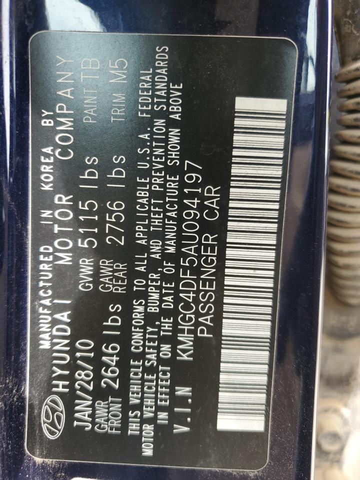 2010 Hyundai Genesis 4.6L VIN: KMHGC4DF5AU094197 Lot: 66178005