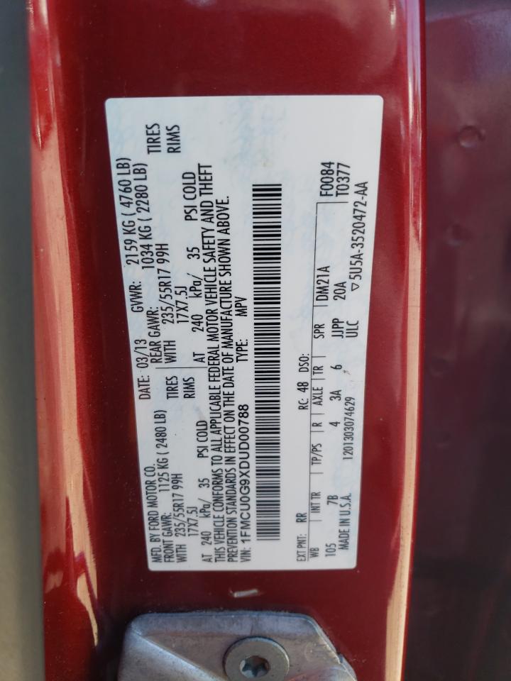 2013 Ford Escape Se VIN: 1FMCU0G9XDUD00788 Lot: 69927185