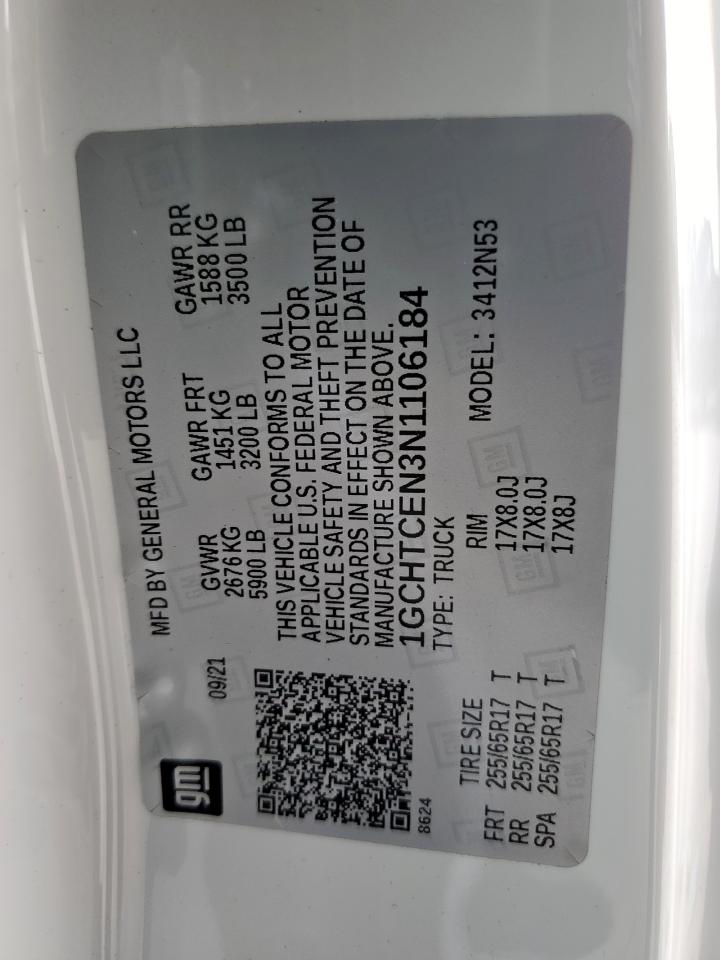 2022 Chevrolet Colorado Lt VIN: 1GCHTCEN3N1106184 Lot: 69076855