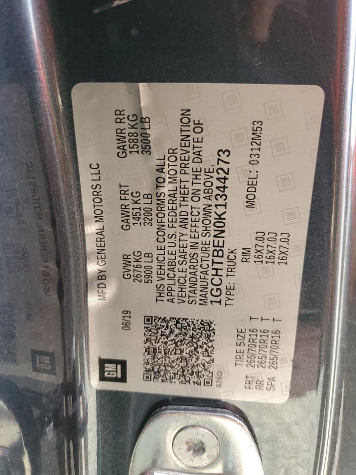 2019 Chevrolet Colorado VIN: 1GCHTBEN0K1344273 Lot: 66822895