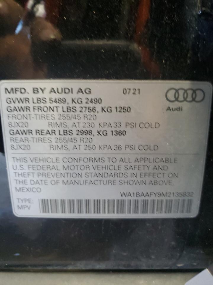 2021 Audi Q5 Premium Plus VIN: WA1BAAFY9M2135832 Lot: 68308415