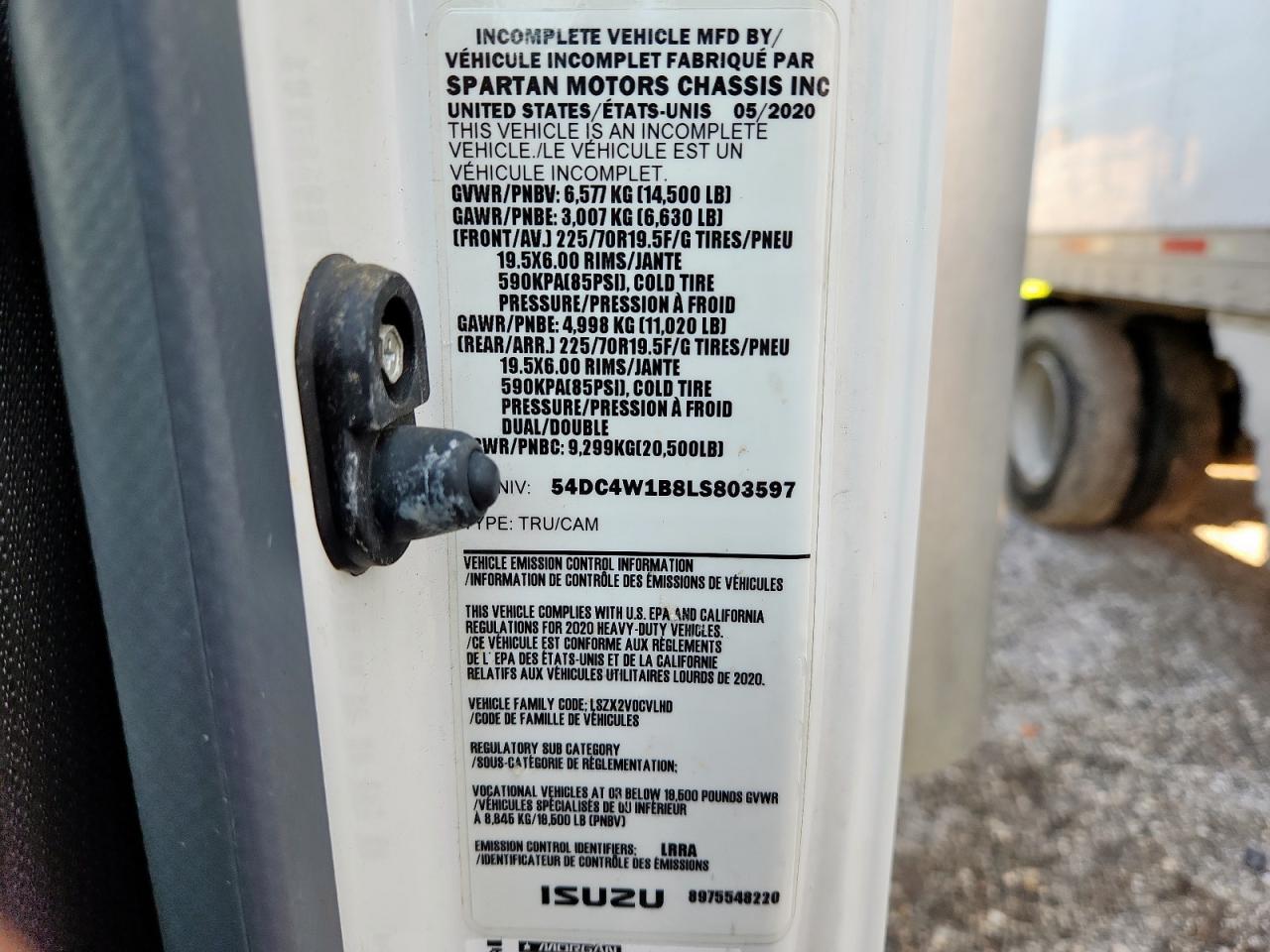 2020 Isuzu Npr Hd VIN: 54DC4W1B8LS803597 Lot: 68641735
