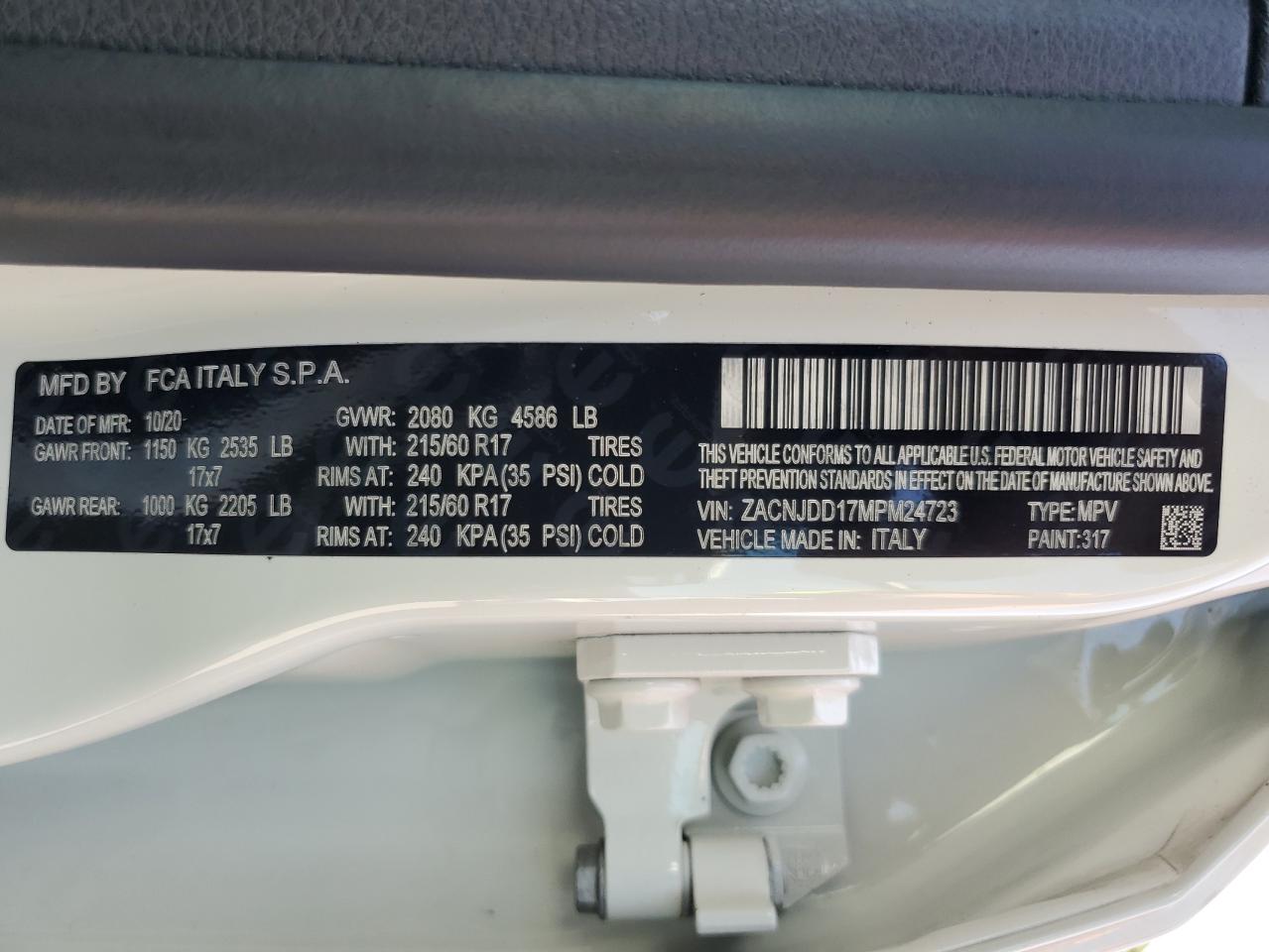 2021 Jeep Renegade Limited VIN: ZACNJDD17MPM24723 Lot: 68267855