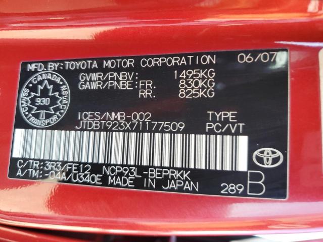 2007 TOYOTA YARIS   