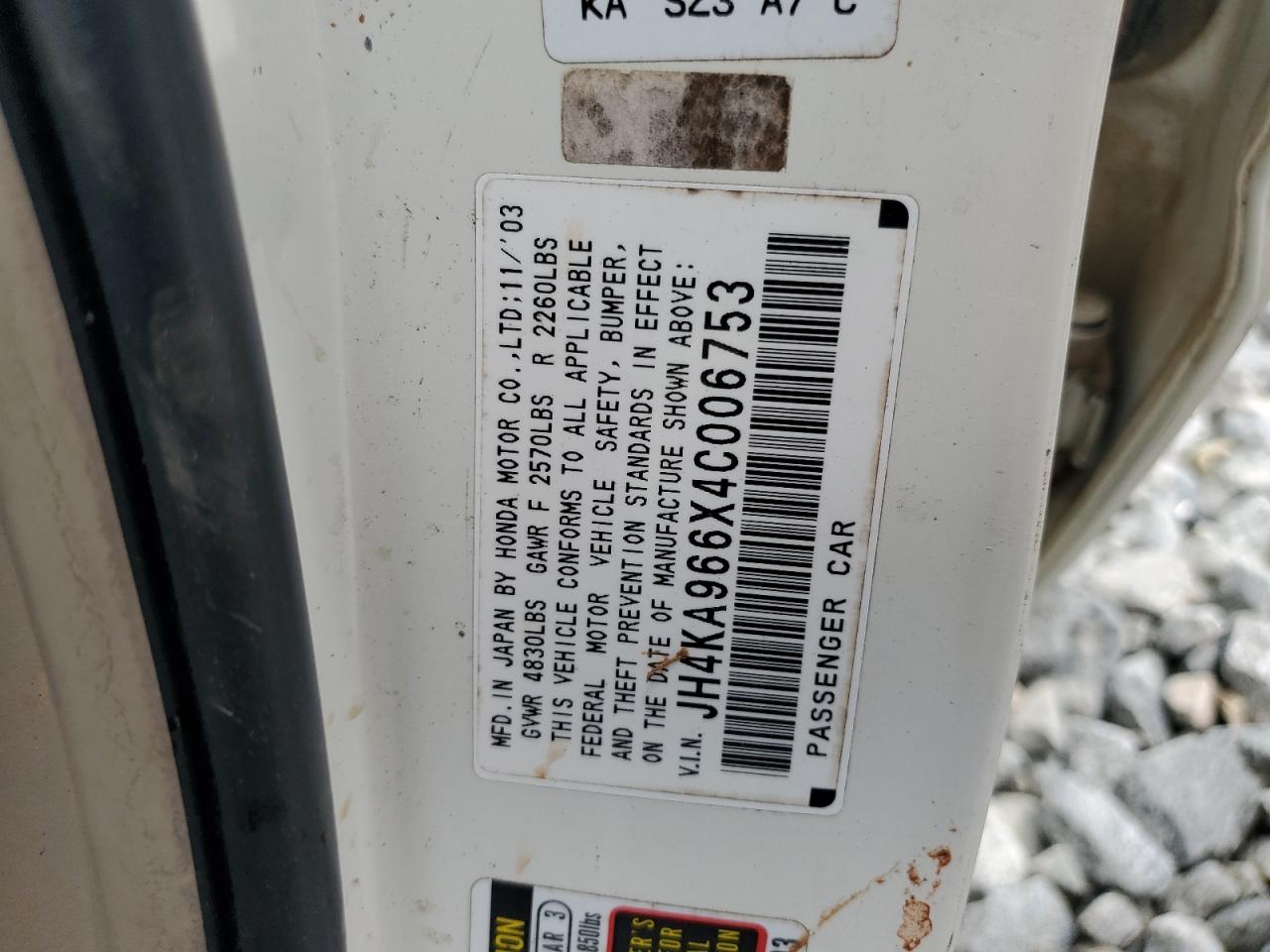 2004 Acura 3.5Rl VIN: JH4KA966X4C006753 Lot: 68000455