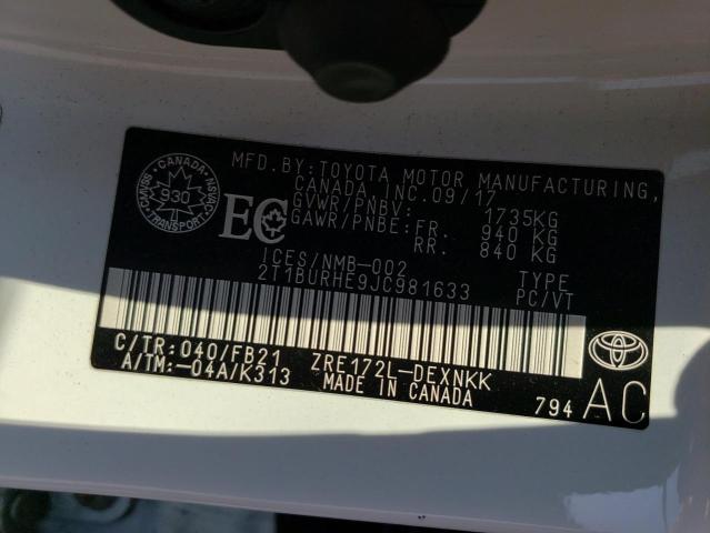 2018 TOYOTA COROLLA L  