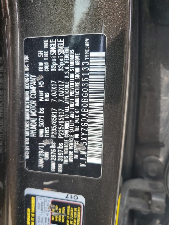 2011 Hyundai Santa Fe Gls VIN: 5XYZGDAB0BG036133 Lot: 68527765