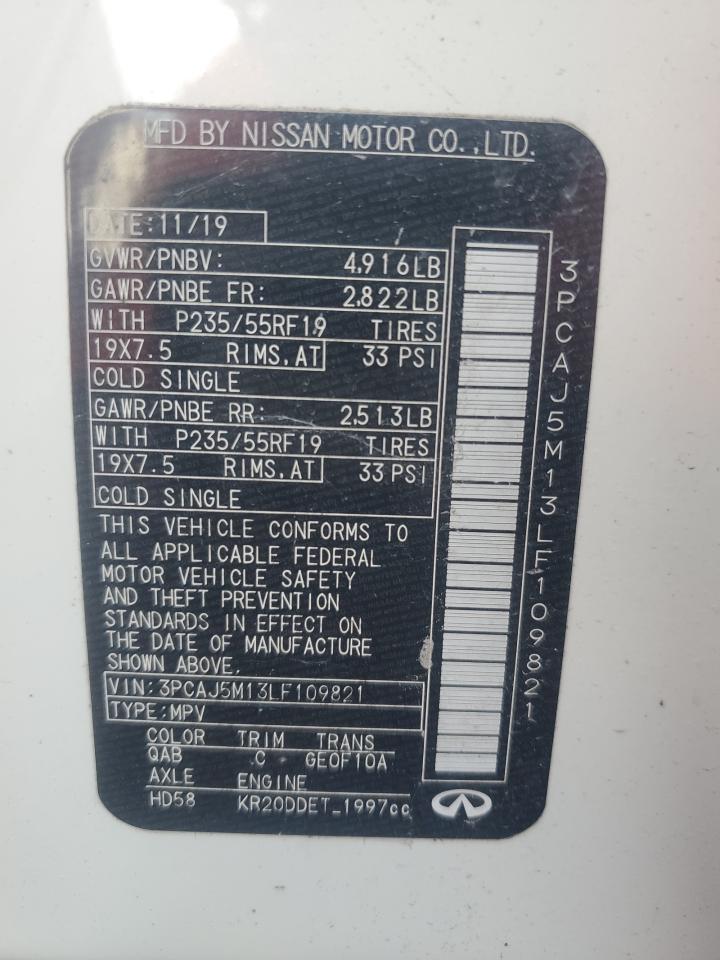 2020 Infiniti Qx50 Pure VIN: 3PCAJ5M13LF109821 Lot: 67984795