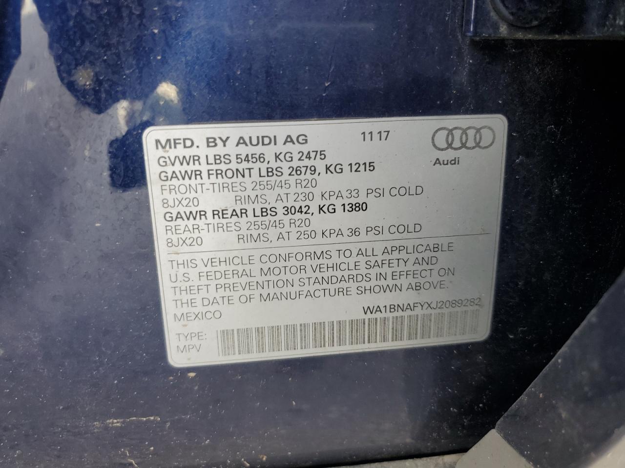 2018 Audi Q5 Premium Plus VIN: WA1BNAFYXJ2089282 Lot: 69137745