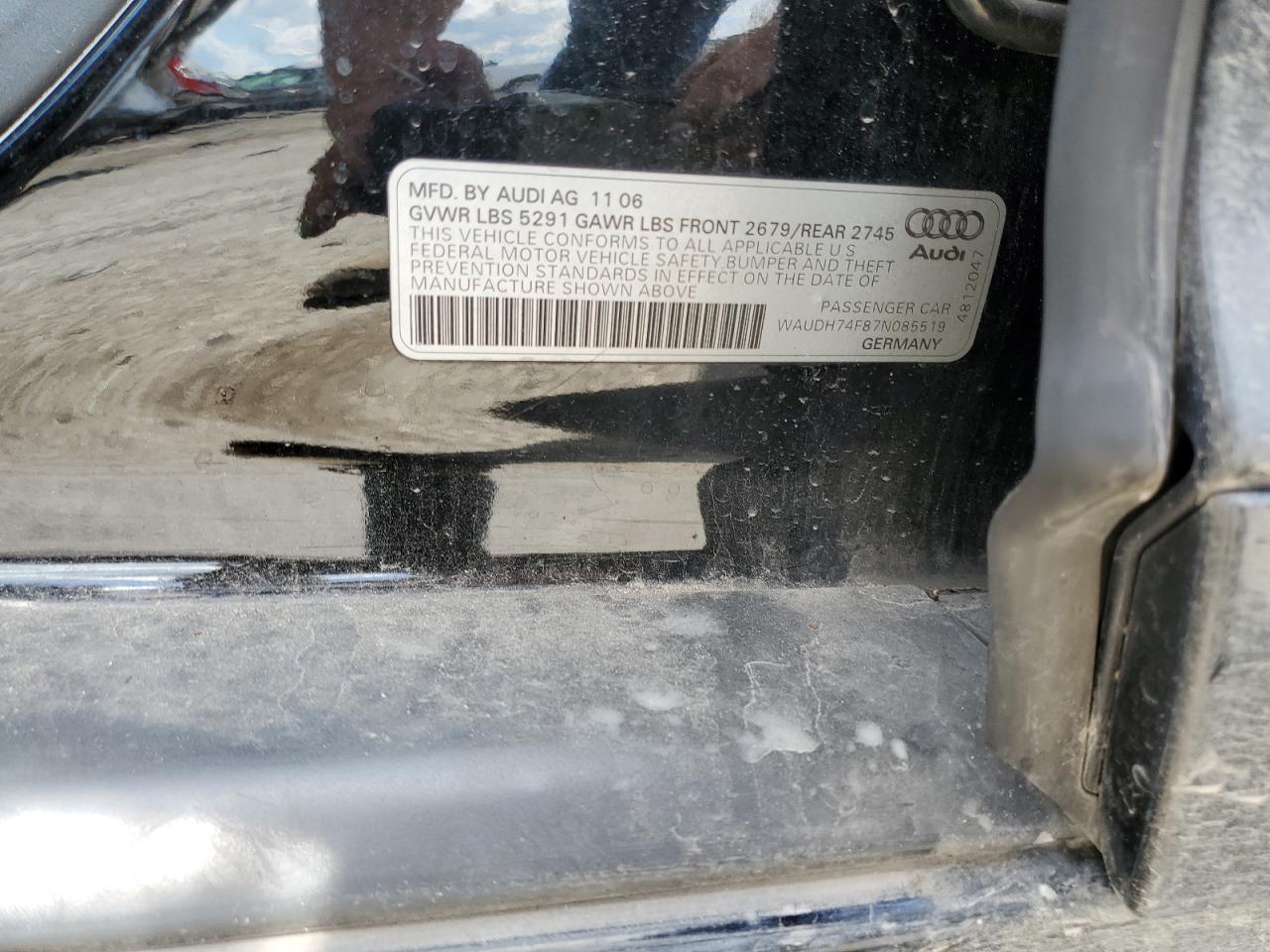 2007 Audi A6 3.2 Quattro VIN: WAUDH74F87N085519 Lot: 70306715