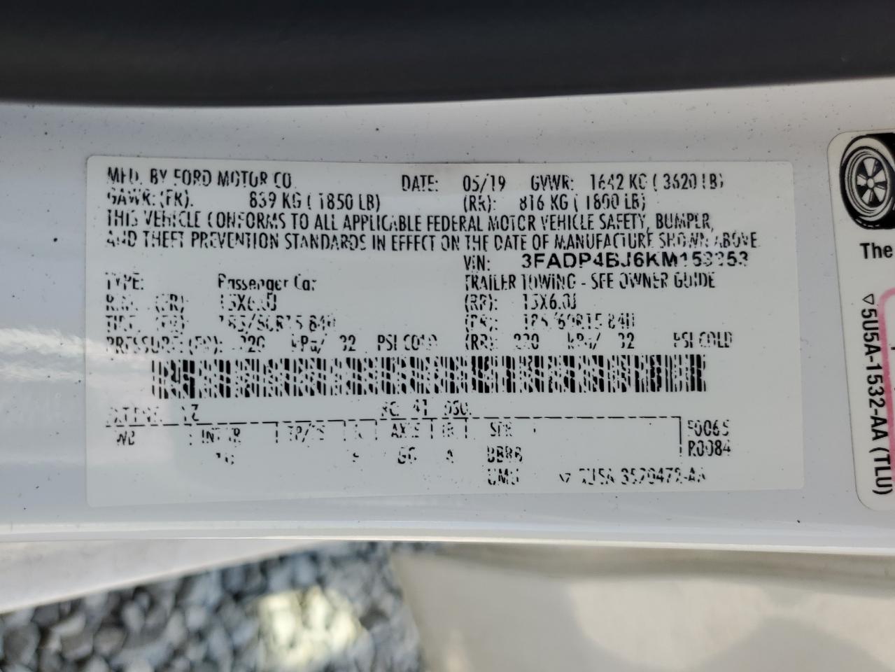 2019 Ford Fiesta Se VIN: 3FADP4BJ6KM153353 Lot: 68488245