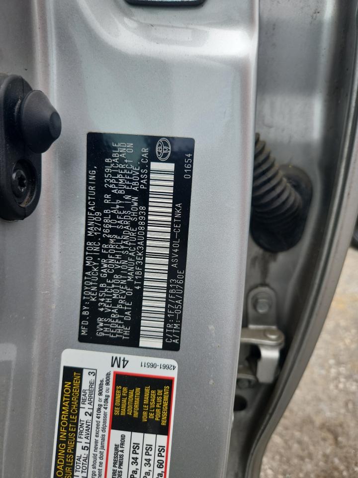 2010 Toyota Camry Base VIN: 4T1BF3EK3AU088938 Lot: 70425355