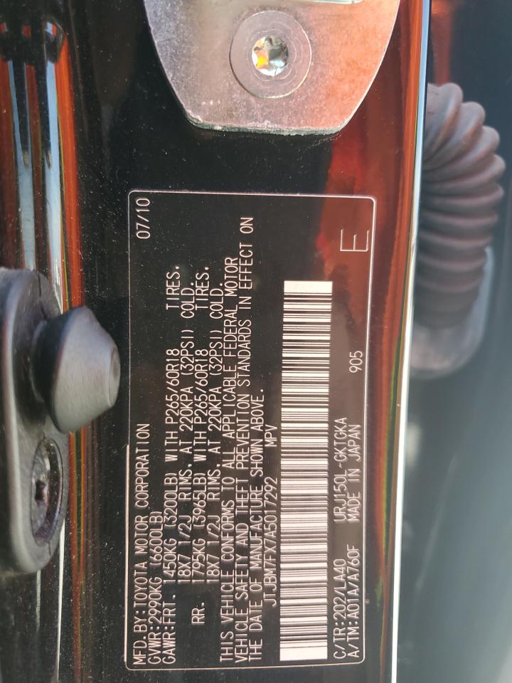 2010 Lexus Gx 460 VIN: JTJBM7FX7A5017292 Lot: 68290845