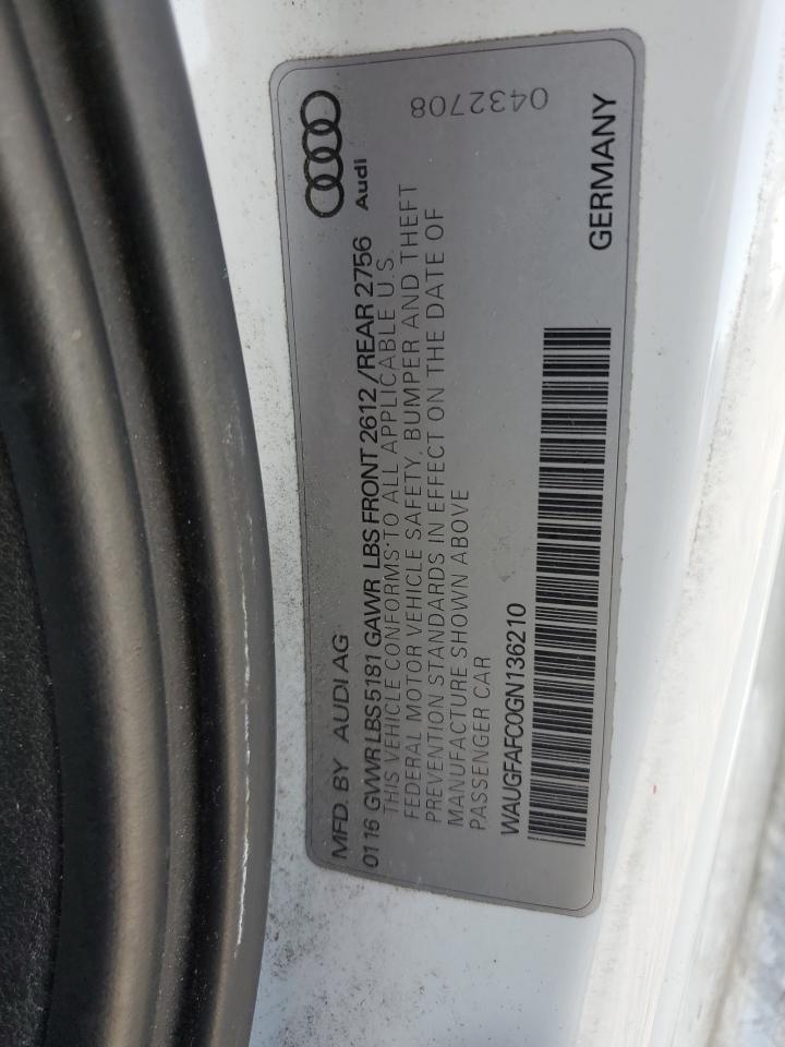 2016 Audi A6 Premium Plus VIN: WAUGFAFC0GN136210 Lot: 67267665