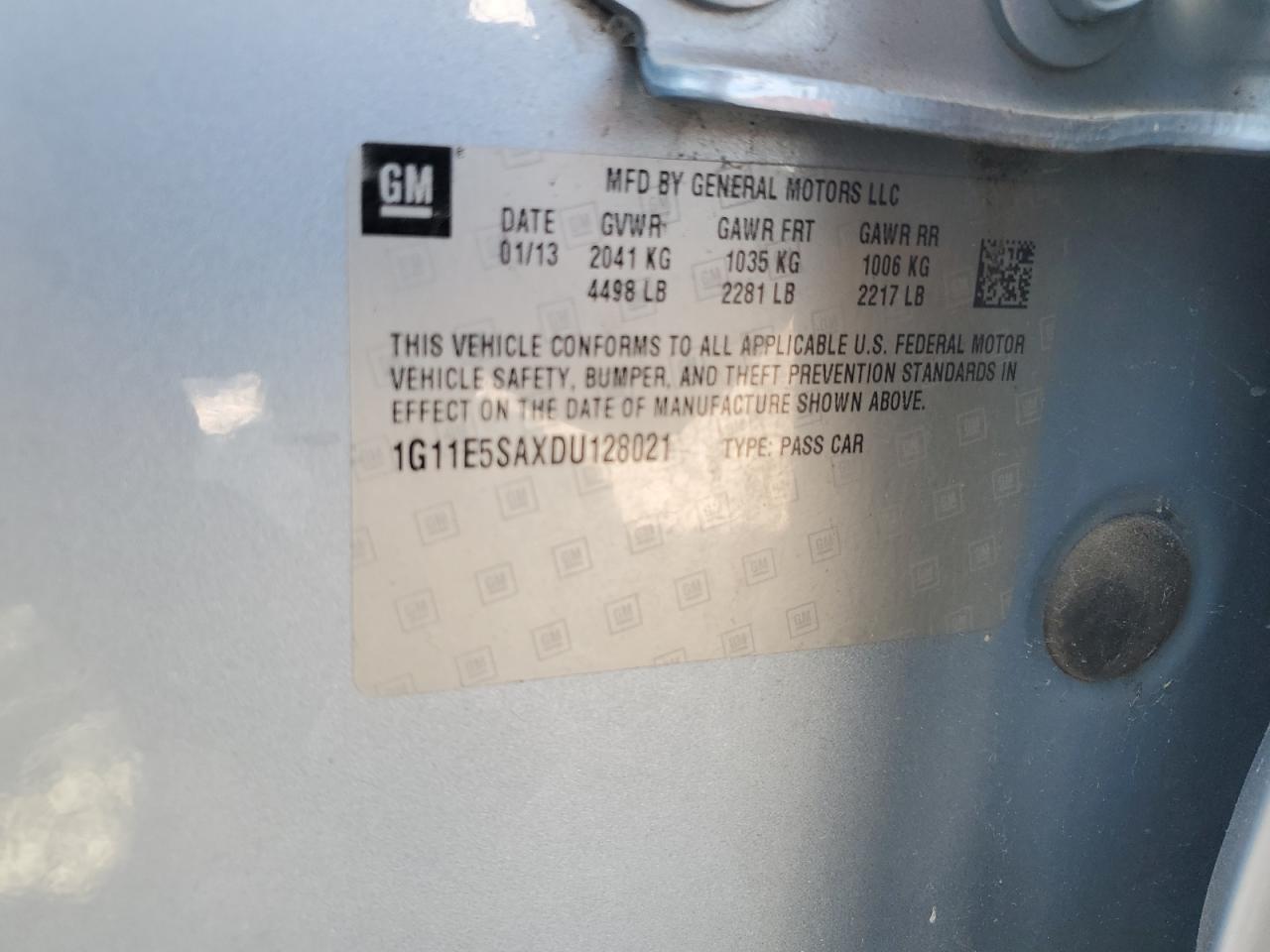 2013 Chevrolet Malibu 2Lt VIN: 1G11E5SAXDU128021 Lot: 67150685