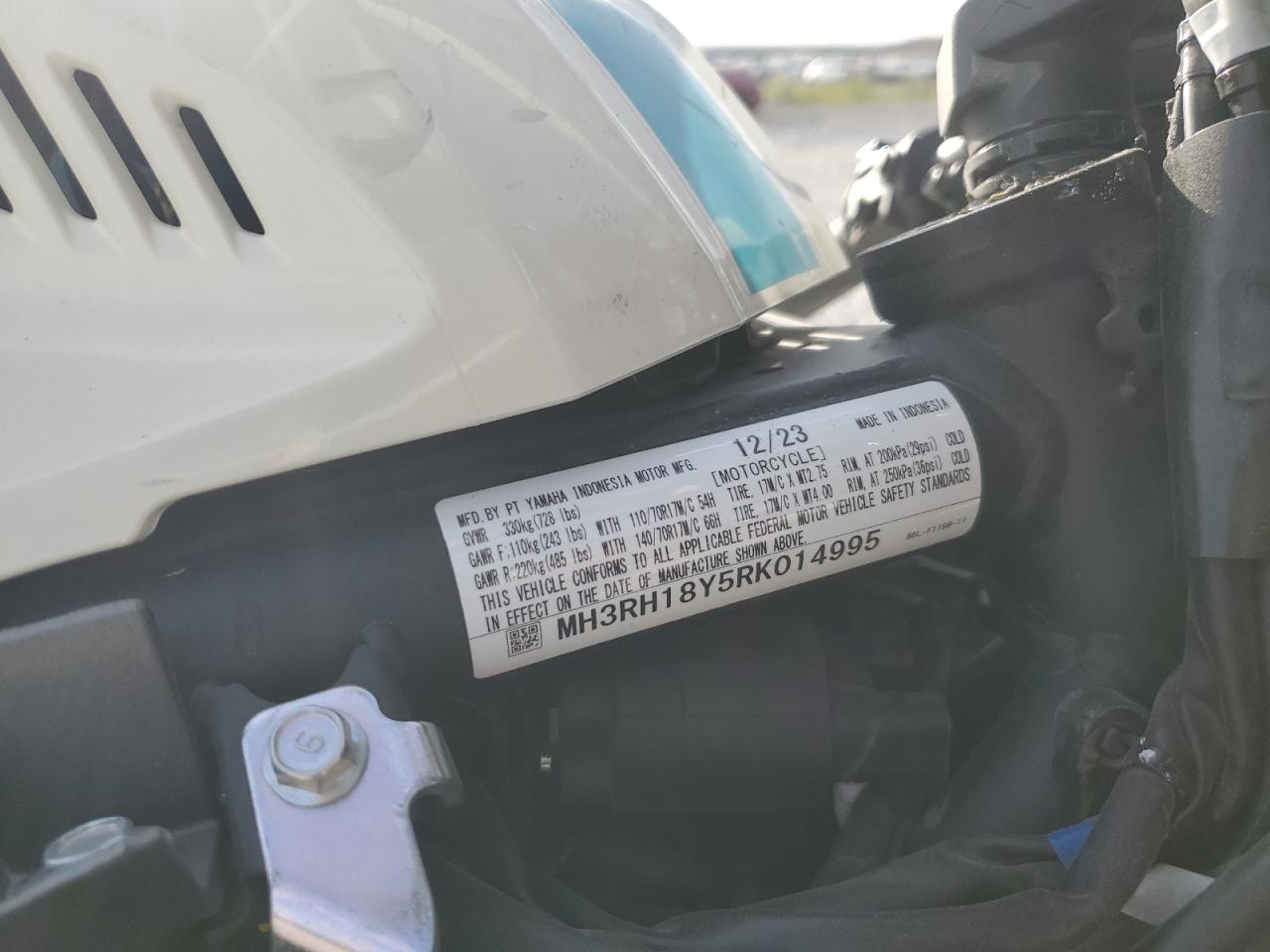 2024 Yamaha Yzfr3 A VIN: MH3RH18Y5RK014995 Lot: 68109655