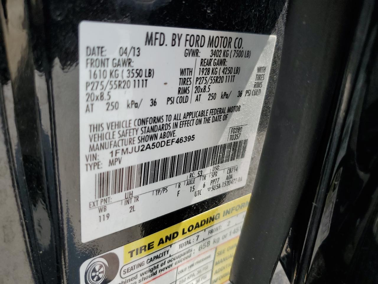 2013 Ford Expedition Limited VIN: 1FMJU2A50DEF46395 Lot: 69414555