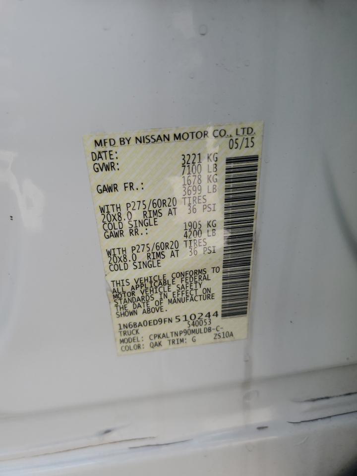 2015 Nissan Titan S VIN: 1N6BA0ED9FN510244 Lot: 70472715