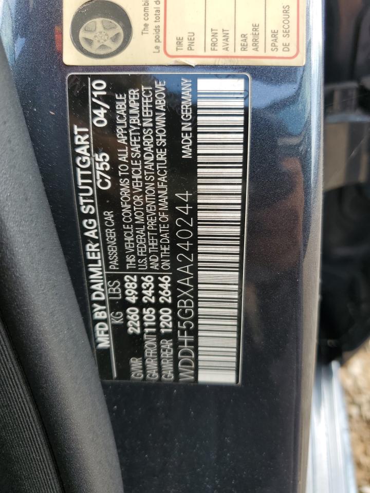 2010 Mercedes-Benz E 350 VIN: WDDHF5GBXAA240244 Lot: 69199935