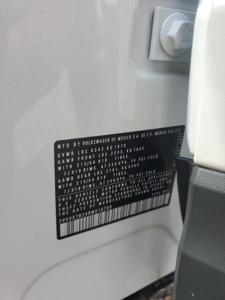 2024 Volkswagen Taos Se VIN: 3VVSX7B24RM016788 Lot: 66965315