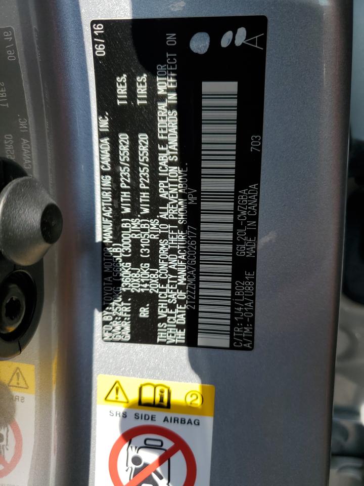 2016 Lexus Rx 350 VIN: 2T2ZZMCA7GC026177 Lot: 69557925