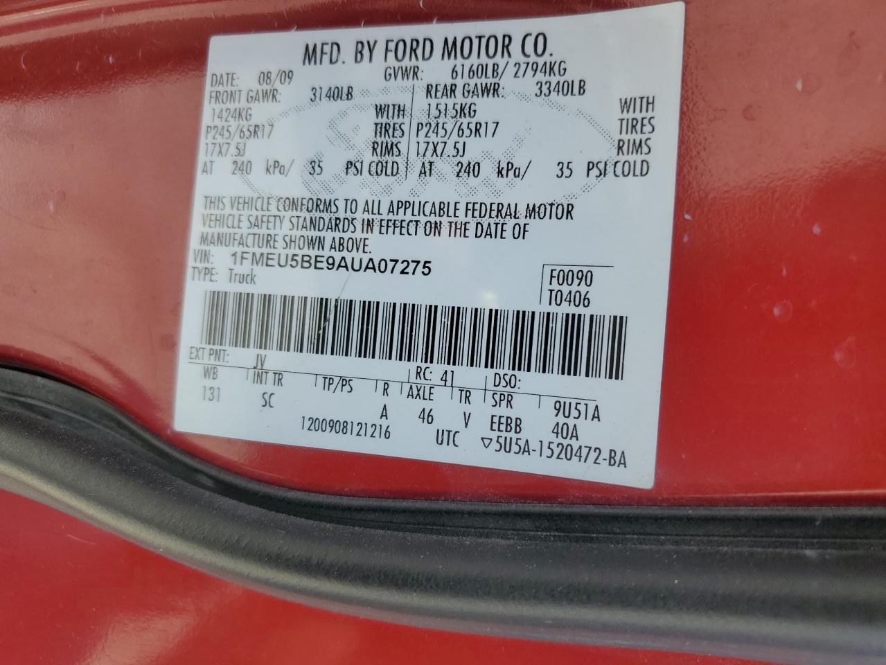 2010 Ford Explorer Sport Trac Xlt VIN: 1FMEU5BE9AUA07275 Lot: 69234365