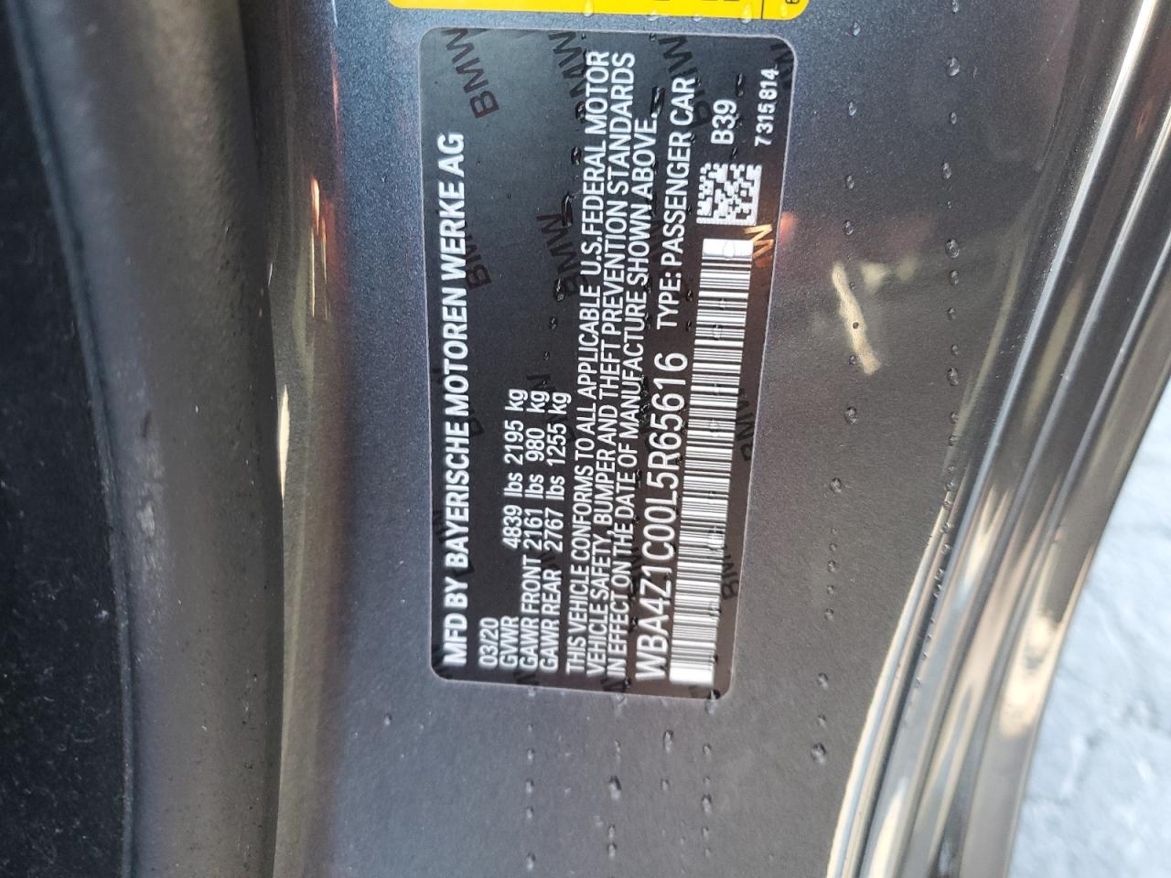 2020 BMW 430I VIN: WBA4Z1C00L5R65616 Lot: 69584725