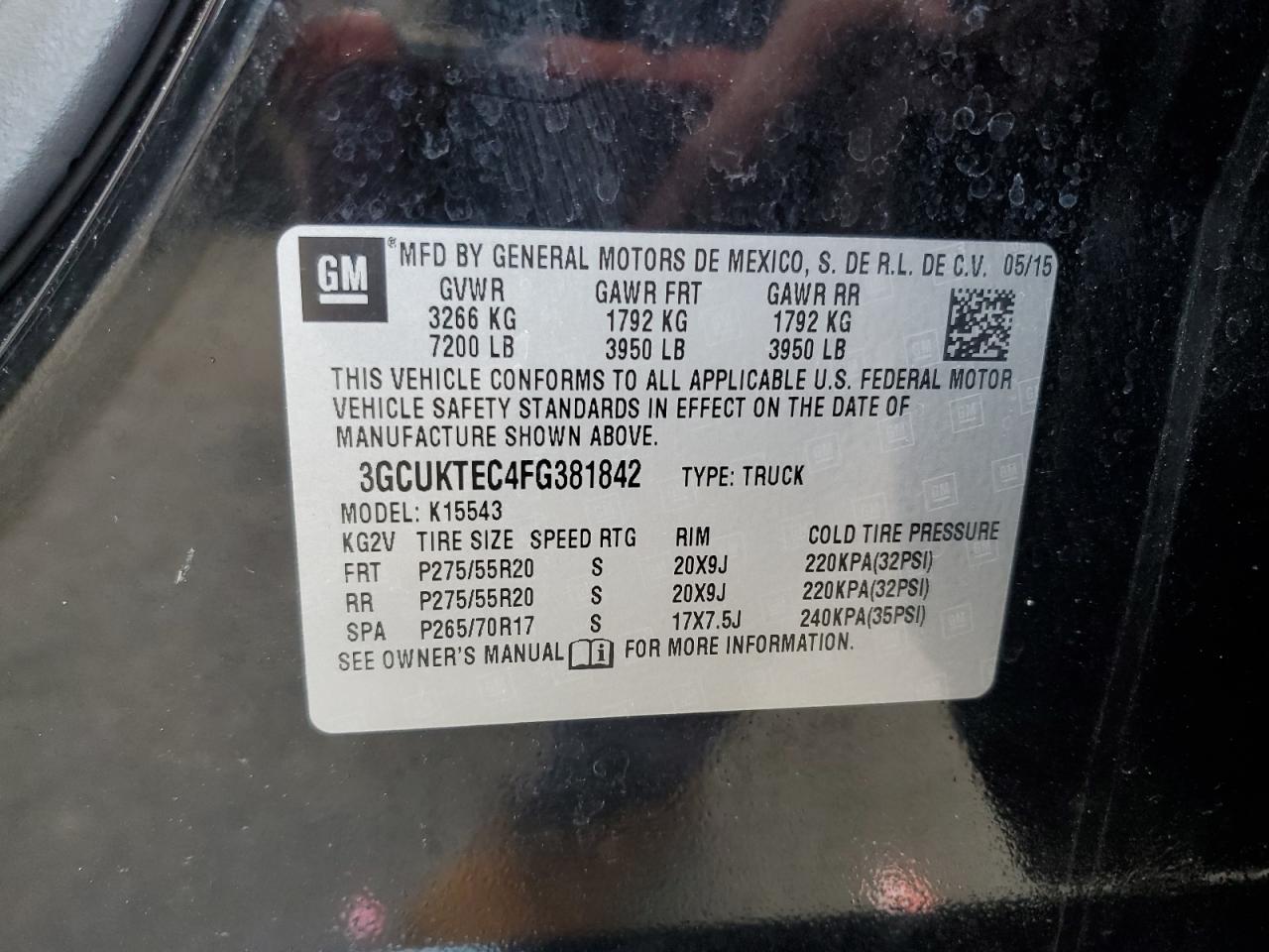 2015 Chevrolet Silverado K1500 High Country VIN: 3GCUKTEC4FG381842 Lot: 84038655