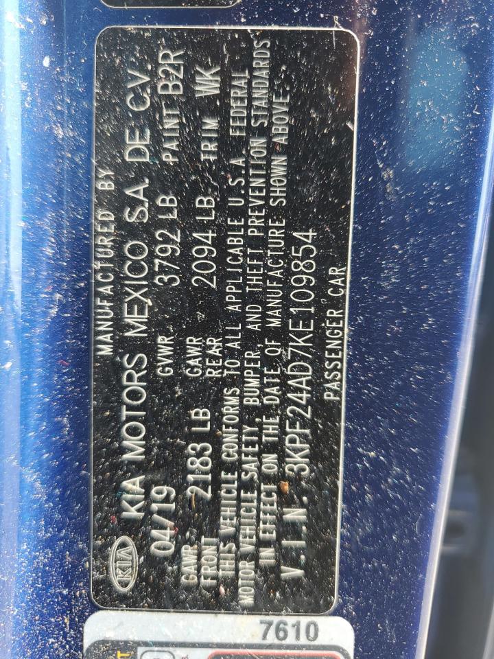 2019 Kia Forte Fe VIN: 3KPF24AD7KE109854 Lot: 69271495