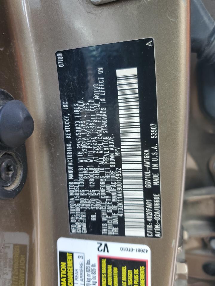 2009 Toyota Venza VIN: 4T3ZK11A49U012952 Lot: 69924615