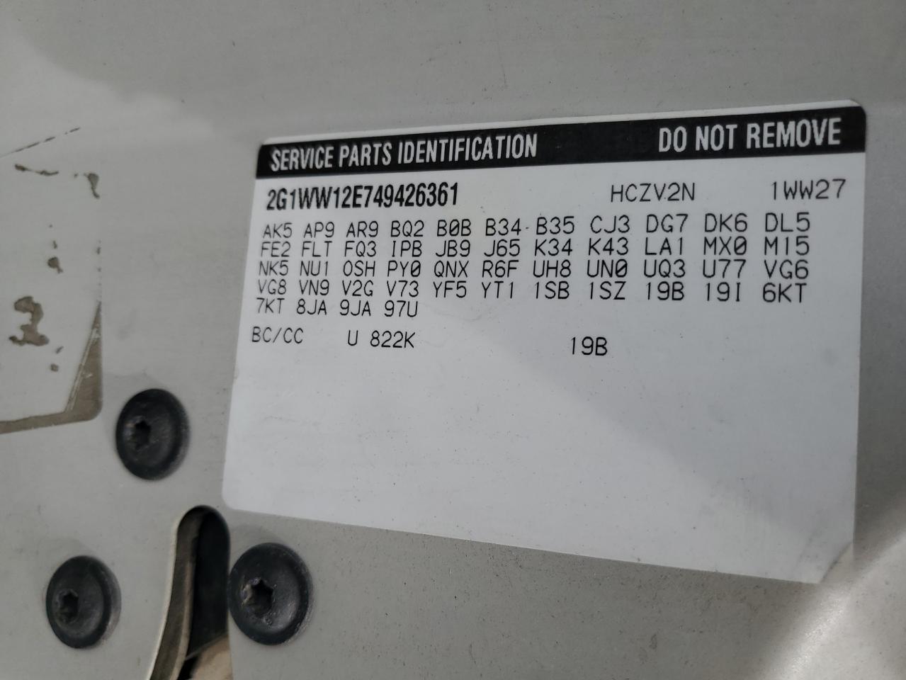 2004 Chevrolet Monte Carlo Ls VIN: 2G1WW12E749426361 Lot: 70906775