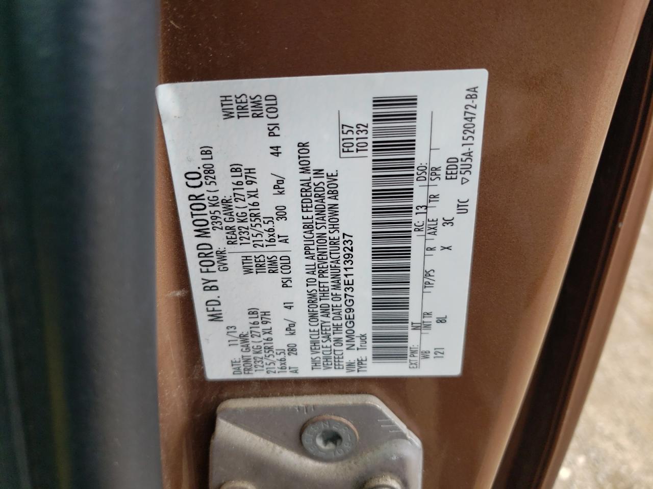 2014 Ford Transit Connect Titanium VIN: NM0GE9G73E1139237 Lot: 70408135