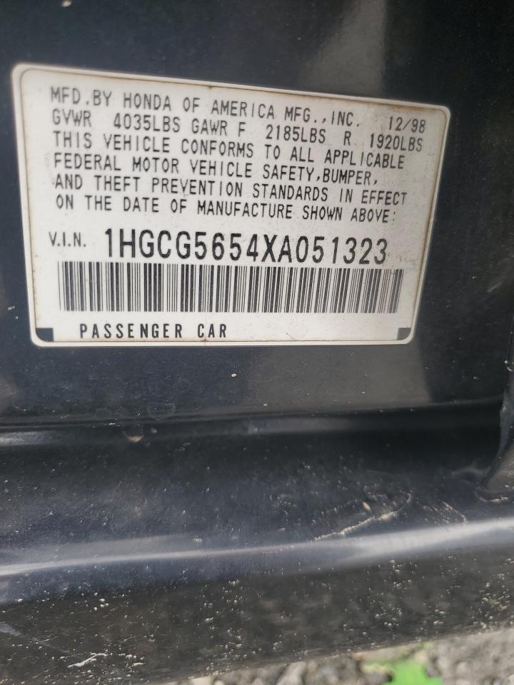 1999 Honda Accord Ex VIN: 1HGCG5654XA051323 Lot: 71033145