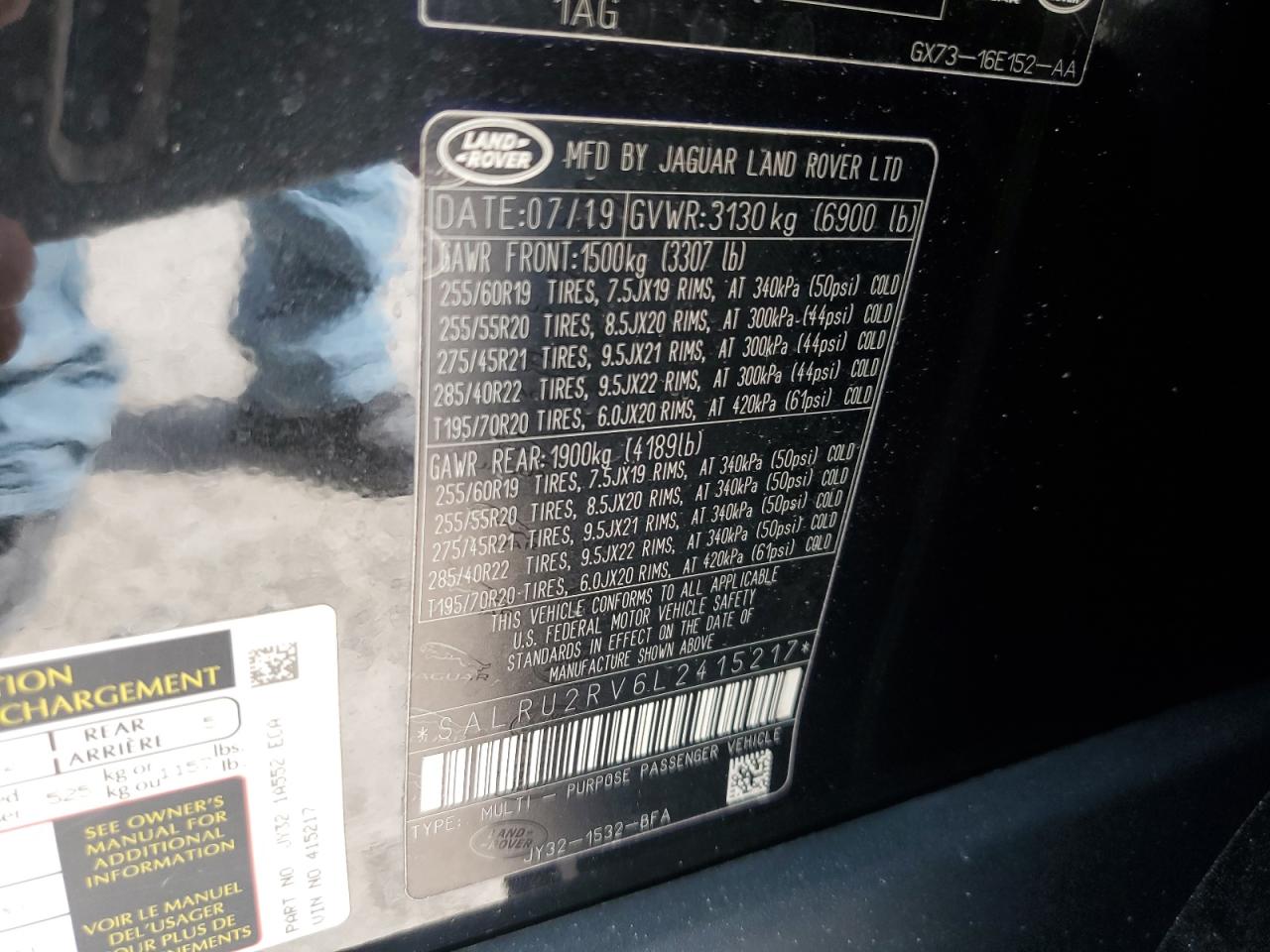 2020 Land Rover Discovery Landmark VIN: SALRU2RV6L2415217 Lot: 68860915