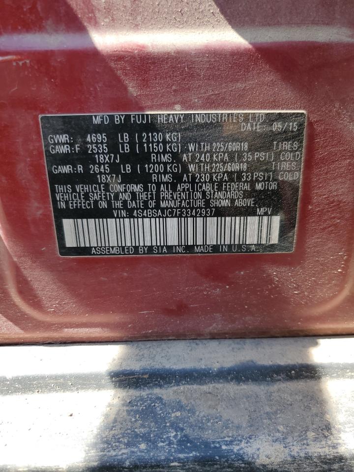 2015 Subaru Outback 2.5I Limited VIN: 4S4BSAJC7F3342937 Lot: 70048965