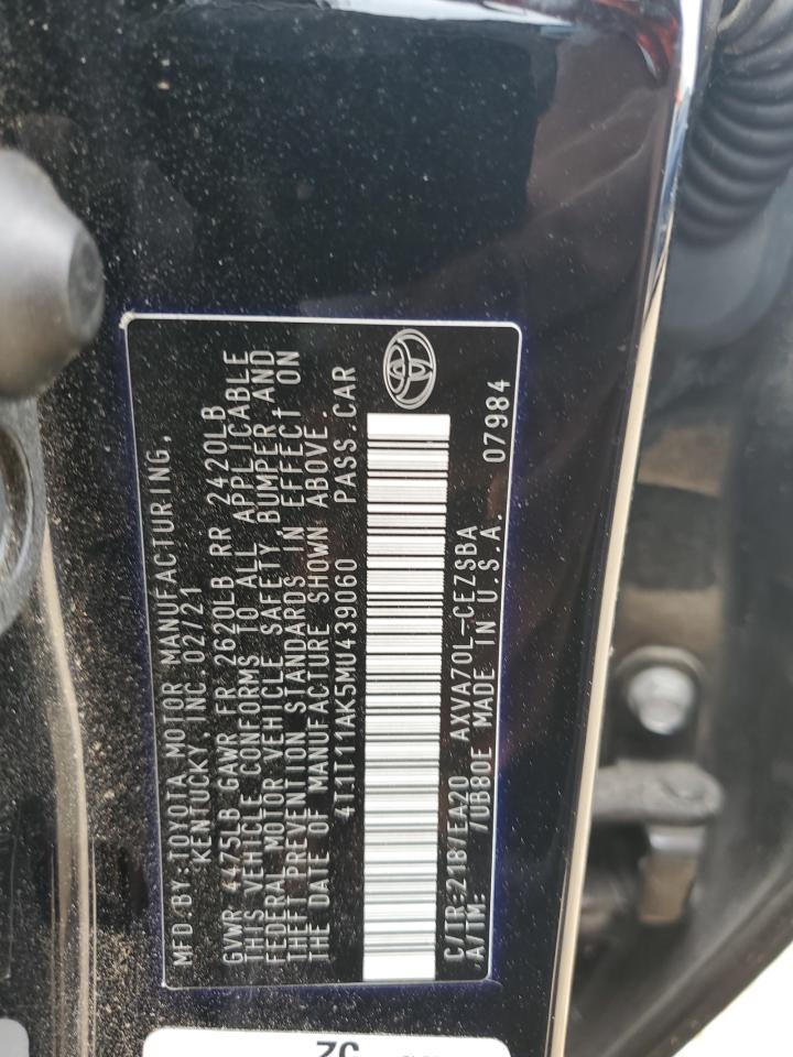 2021 Toyota Camry Se VIN: 4T1T11AK5MU439060 Lot: 68969845