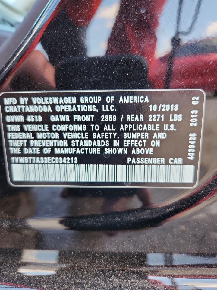 2014 Volkswagen Passat Se VIN: 1VWBT7A33EC034213 Lot: 70298095