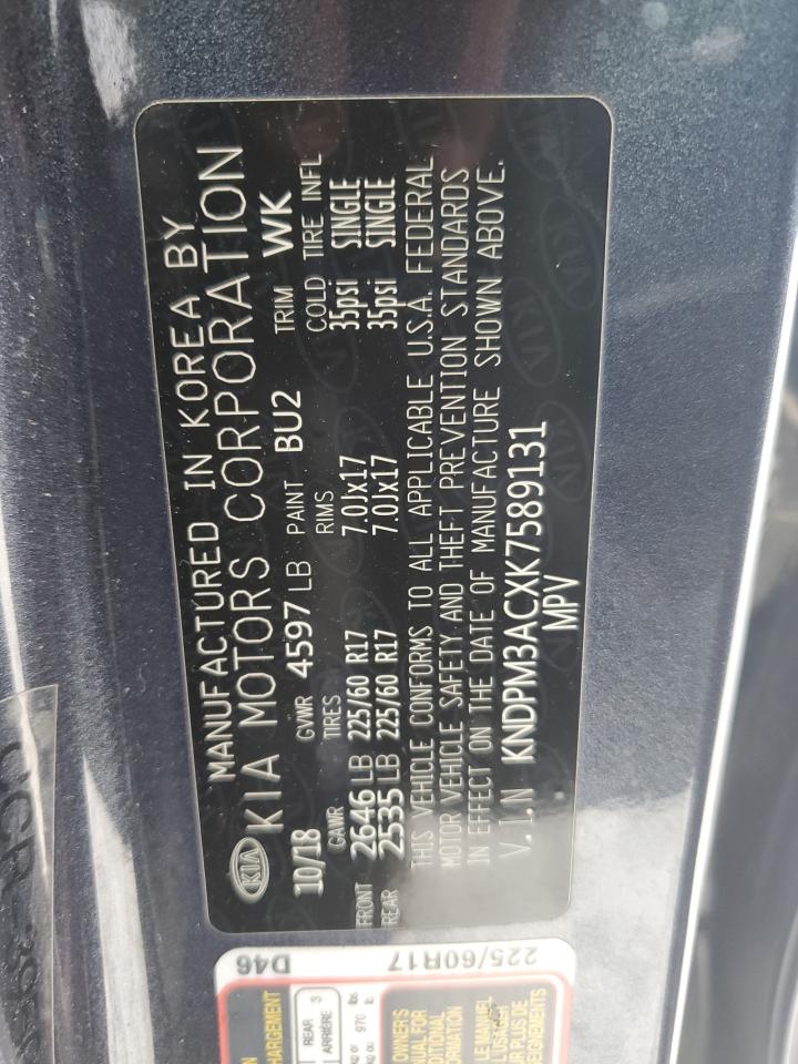 2019 Kia Sportage Lx VIN: KNDPM3ACXK7589131 Lot: 69956345