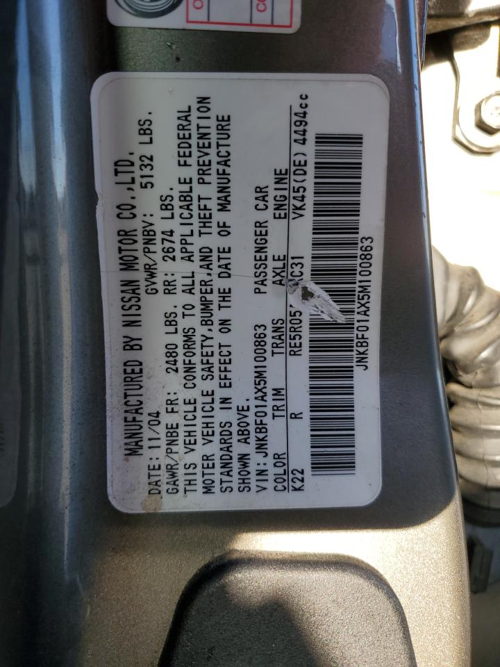 2005 Infiniti Q45 VIN: JNKBF01AX5M100863 Lot: 94827455