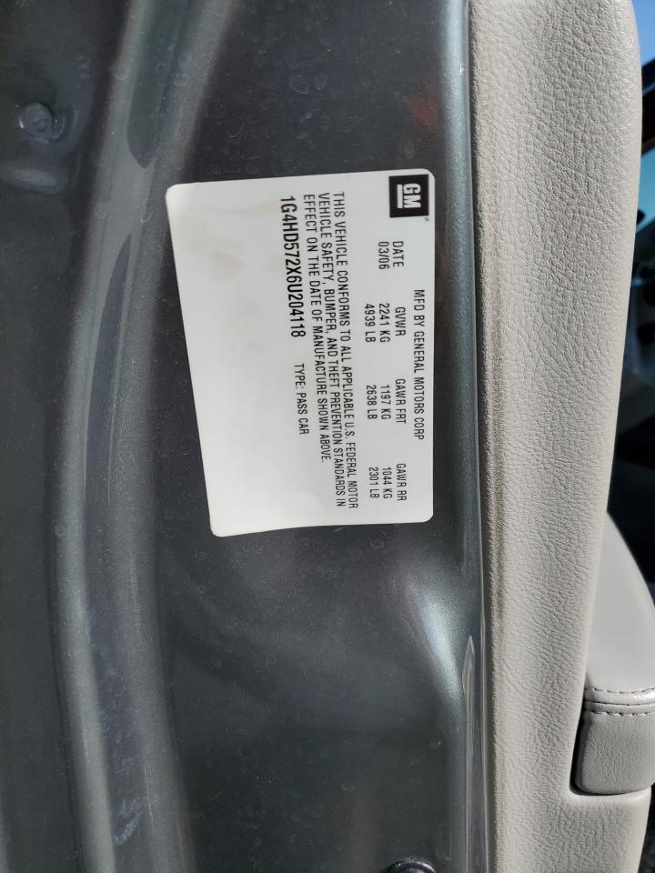 2006 Buick Lucerne Cxl VIN: 1G4HD572X6U204118 Lot: 69225665