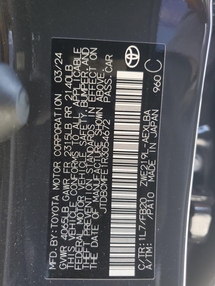 2024 Toyota Corolla Le VIN: JTDBCMFE1R3054672 Lot: 67070825