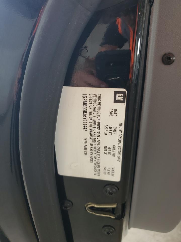 2006 Pontiac Solstice VIN: 1G2MB33B26Y111447 Lot: 70883875