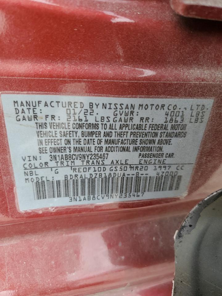 2022 Nissan Sentra Sv VIN: 3N1AB8CV9NY235467 Lot: 69604525